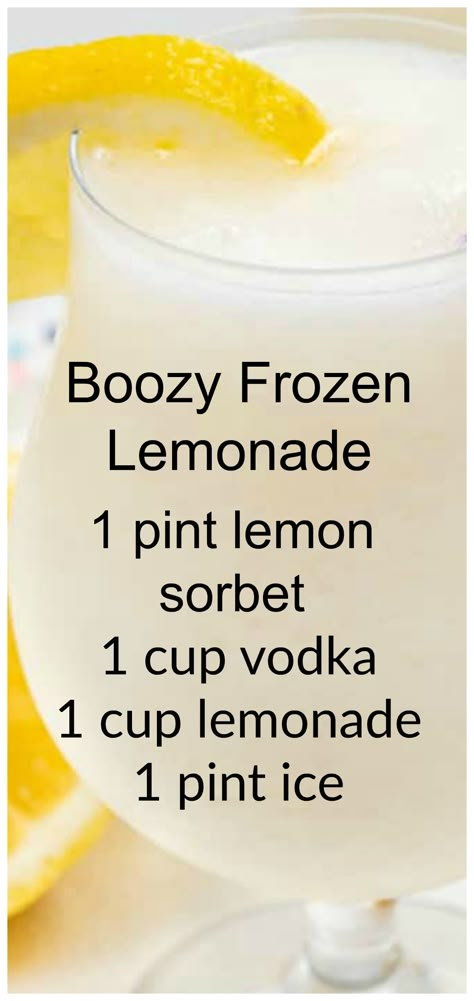 Recipe Lemonade, Vodka Slush, Crazy For Crust, Cocktail Drinks Alcoholic, Yummy Alcoholic Drinks, Refreshing Cocktail, Summertime Drinks, Frozen Lemonade, Boozy Drinks