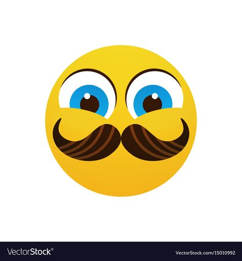 Yellow smiling cartoon face wear mustache positive Guy With Mustache, Smiling Cartoon Face, Mustache Emoji, Mustache Men, Cartoon Face, Flat Vector Illustration, Positive People, Cartoon Faces, Flat Vector