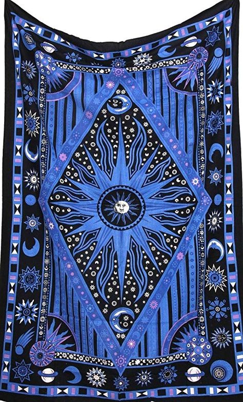 Bohemian Dorm Rooms, Dorm Room Tapestry, Bohemian Dorm, Sun Tapestry, Hippie Bedding, Burning Sun, Sun And Moon Tapestry, Tie Dye Tapestry, Moon Planet