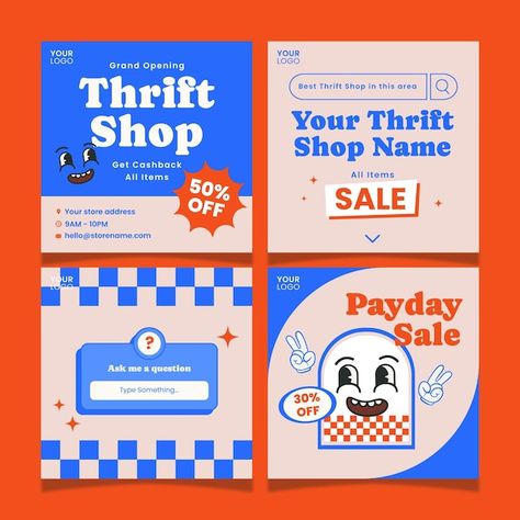 Retro Social Media Design, Retro Social Media, Store Social Media, Instagram Cookies, Branding Design Packaging, Key Visual, Retro Logos, Social Media Design Inspiration, Design Posters