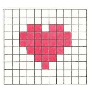 Small Heart Grid Pattern, Tiny Cross Stitch Heart, Small Heart Cross Stitch Pattern, Cross Stitch Patterns Heart, Simple Cross Stitch Designs, Very Small Pixel Art, Cute Tiny Pixel Art, Heart Pixel Pattern, Heart Grid Pattern