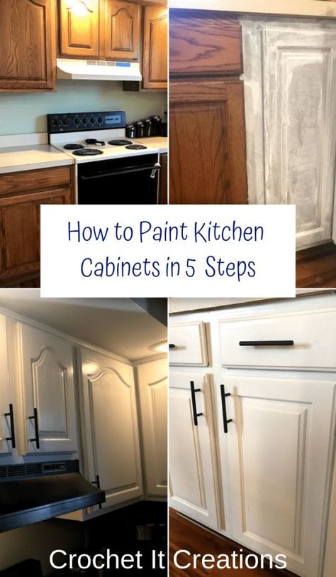 How to Paint Kitchen Cabinets in 5 Steps - Crochet it Creations How To Paint Kitchen Cabinets, Paint Kitchen Cabinets, Model Dapur, Kitchen Diy Makeover, Kabinet Dapur, Diy Kitchen Renovation, Paint Kitchen, Kitchen Organization Diy, Diy Kitchen Remodel