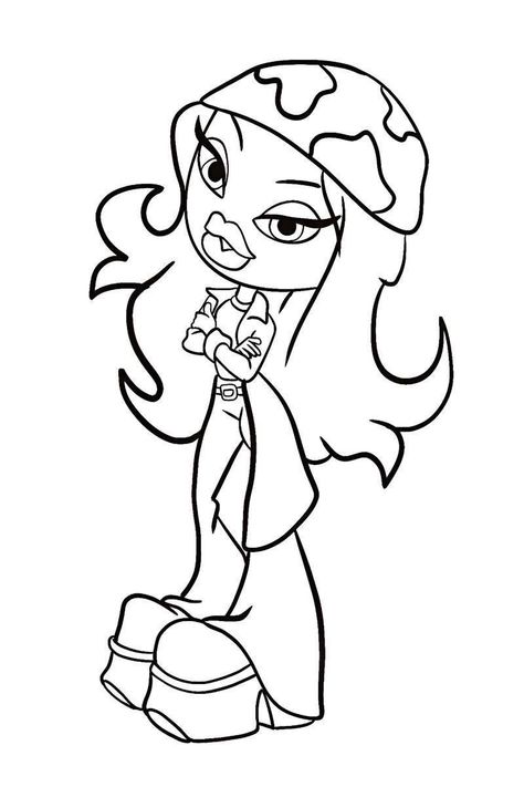 Blank Coloring Pages For Grown Ups, Bratz Drawing Outline, Baddie Aesthetic Drawing, Brats Coloring Page, Drawing Ideas To Color, Baddie Coloring Pages Easy, Baddie Coloring Pages Printable, 2000s Coloring Pages, Y2k Coloring Pages People