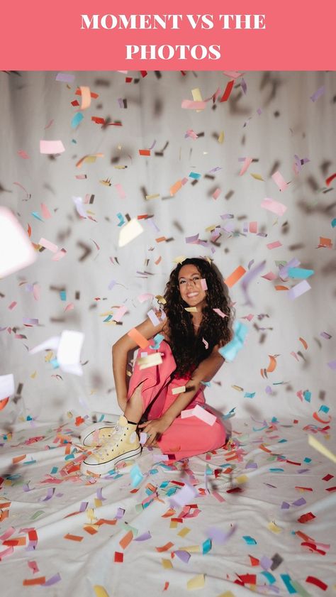 Confetti Picture Ideas, Confetti Photoshoot Ideas, Senior Pictures With Confetti, Confetti Popper Photoshoot, Confetti Photoshoot, Graduation Confetti, Bday Shoot, Confetti Poppers, Confetti Photos