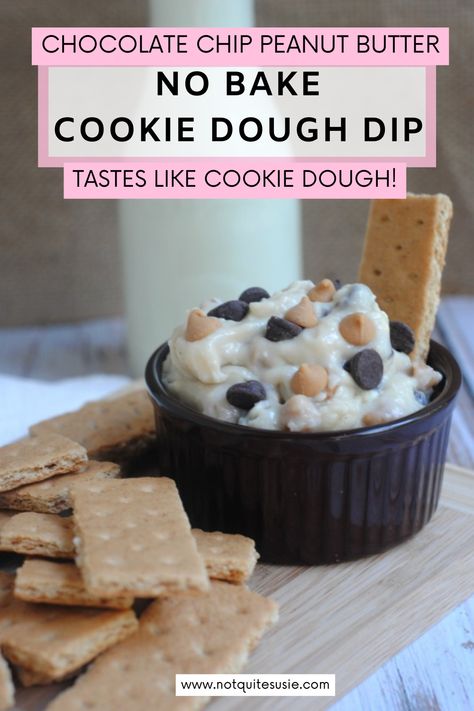 This No-Bake Chocolate Chip Peanut Butter Cookie Dip is the ultimate easy treat! With a creamy blend of butter, cream cheese, and both chocolate and peanut butter chips, this dip is perfect for dipping graham crackers or apple slices. It's a quick and delicious dessert that comes together in minutes—no oven required! Ideal for holiday parties or a sweet snack anytime. Peanut Butter Cookie Dough Dip, Living In Las Vegas, Cookie Dip, No Bake Cookie Dough, No Bake Recipe, Cookie Dough Dip, Peanut Butter No Bake, Easy Treat, Peanut Butter Chocolate Chip Cookies