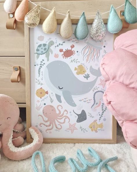 Pink Under The Sea Nursery, Pink Ocean Theme Nursery, Nautical Girl Nursery, Under The Sea Toddler Room, Ocean Girl Nursery, Ocean Theme Nursery Girl, Under The Sea Girl Nursery, Baby Girl Ocean Theme Nursery, Beach Theme Nursery Girl