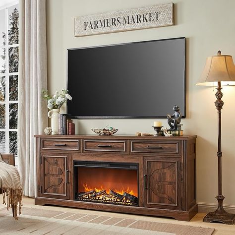 Amazon.com: JXQTLINGMU Farmhouse Fireplace TV Stand for Up to 80 Inch TV, Entertainment Center with 30" Electric Fireplace for 65 75 Inch TV, 70" TV Stand with Storage Cabinet Drawer for Living Room (Brown) Farmhouse Fireplace Tv, Farmhouse Style Tv Stand, 80 Inch Tv, Tv 70, 75 Inch Tv, Tv Entertainment Center, Modern Electric Fireplace, Living Room Brown, Room Brown