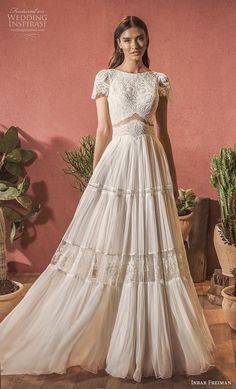 Bridal Short, Look Hippie Chic, Dress Low Back, Wedding Dress Low Back, Boho Gown, Wedding Inspirasi, A Line Wedding Dress, Chapel Train, Bateau Neckline