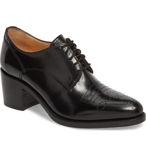 The Office of Angela Scott Miss Button Derby (Women) | Nordstrom Brogues Outfit, Interview Shoes, Brogues Womens, Office Of Angela Scott, Designer Lifestyle, Black Oxford Shoes, Half Boots, Office Shoes Women, Black Oxfords