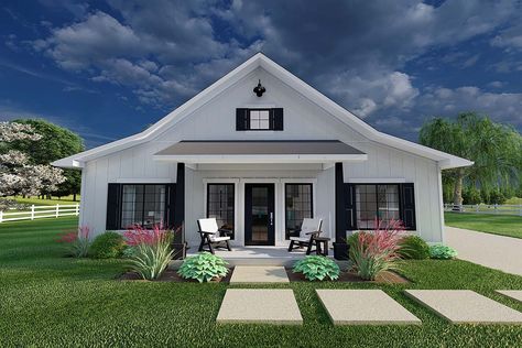 House Plan 80524 - Country, Farmhouse, Ranch Style House Plan with 1226 Sq Ft, 3 Bed, 2 Bath, 2 Car Garage Guest Quarters, Barn Houses, Ranch Style House Plans, Farmhouse Style House Plans, Farmhouse House, Farmhouse Plan, Ranch Style Homes, House Plans Farmhouse, House Interiors