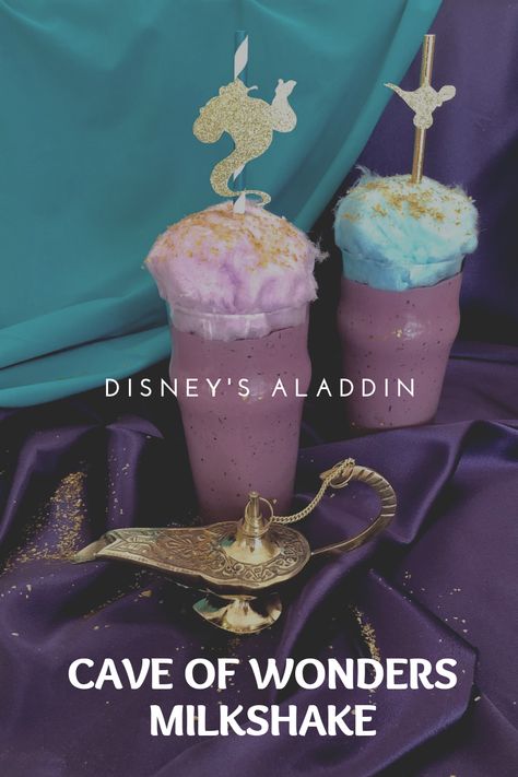 Disney Recipe: Disney's Aladdin party - You'll love this Cave of Wonders Milkshake! #DisneyRecipe #DisneyBirthdayParty Aladdin Inspired Food, Aladdin Movie Night Food, Aladdin Themed Dinner, Aladdin Themed Food, Aladdin Recipes, Cave Of Wonders Aladdin, Aladdin Movie Night, Aladdin Cave Of Wonders, Aladin Disney