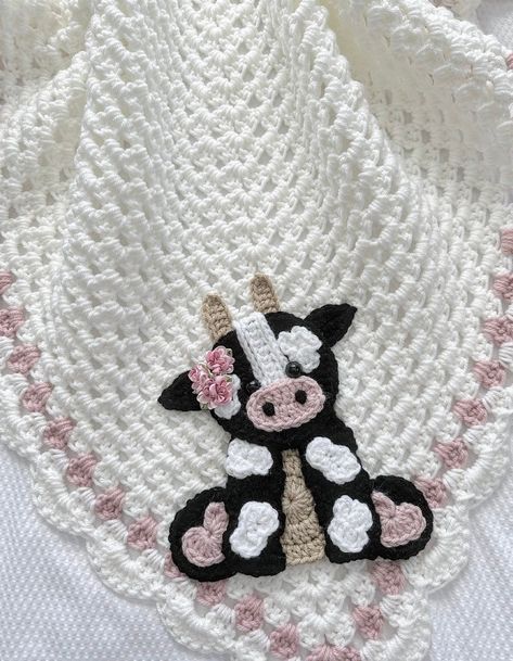 **Current lead time for baby blankets is approximately 4-6 weeks due to current order volume ** HOWEVER if you need it by a specific date, please message us!! We will try our best to accommodate!!!**Crocheted Blanket with Crocheted Applique, handmade with love!TWO blanket sizes to choose from! Smal Cow Baby Blanket, Appliques Au Crochet, Handmade Baby Blanket, Crochet Knit Blanket, Crocheted Baby Blanket, Crochet Baby Gifts, Crochet Baby Blanket Free Pattern, Crocheted Blanket, Handmade Baby Blankets