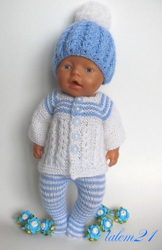 Baby Born Kleidung, Baby Born Clothes, Bitty Baby Clothes, Crochet Doll Clothes Patterns, Baby Cardigan Knitting Pattern Free, Baby Doll Clothes Patterns, Knitted Doll Patterns, Knitting Dolls Clothes, Doll Clothes Patterns Free