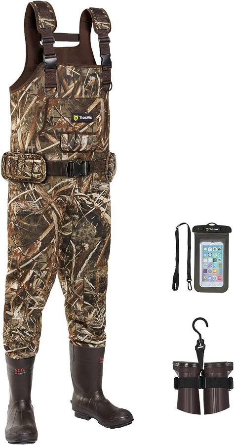 TIDEWE Hunting Waders with Boot Hanger & 600G Insulation, Waterproof Cleated Neoprene Bootfoot Fishing Chest Waders Boot Hanger, Duck Hunting Gear, Duck Season, Duck Gifts, Waterproof Bibs, Duck Hunter, Insulated Boots, Hunting Boots, Rubber Boot