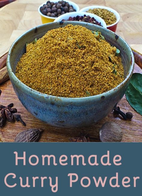 Homemade curry powder made with traditional spices that will add authentic Indian flavours to your curries and other Indian and Asian dishes.  See the recipe and how to make it here. Includes a step-by-step video ... http://spice-mixes.com/curry-powder.html Indian Spice Blend Recipes, Curry Powder Recipes, Indian Spice Blend, Curry Spices Blend, Indian Curry Spice Blend, Chili Powder Recipe, Curry Spice Mix, Herb Blends, Indian Spice Mix