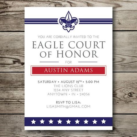 printable EAGLE COURT of HONOR boy scouts by vallarinacreative: Eagle Scout Project Ideas, Eagle Court Of Honor, Eagle Ceremony, Eagle Scout Court Of Honor, Boy Scouts Eagle, Eagle Scout Ceremony, Court Of Honor, Scouts Bsa, Eagle Project