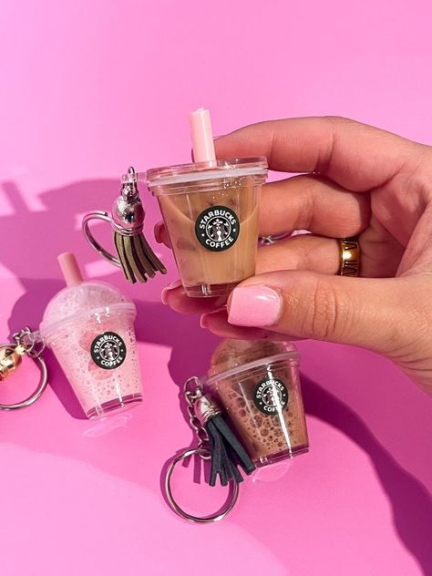 Starbucks Keychain, Mario Day, Coffee Keychain, Emo Accessories, Aesthetic Shopping, Picture Shelf, Cool Keychains, Cute School Stationary, Bubble Milk Tea