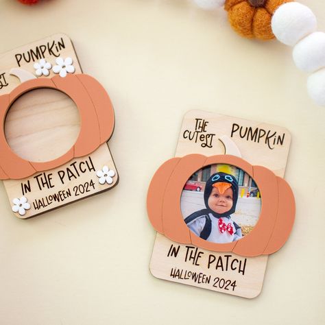 Capture the magic of Halloween and the Fall season with our charming magnetic photo frames! Perfect for displaying your little one's adorable Halloween costumes or pumpkin patch photos, these frames are designed to celebrate your "Cutest Pumpkin in the Patch."  With the inscription "Halloween 2024," this frame makes for a memorable keepsake to cherish for years to come. An ideal gift for parents, grandparents, and loved ones to cherish their child's Halloween costumes and festive Fall moments. T Pumpkin Picture Frame, Halloween Diy Toddler, Adorable Halloween Costumes, Fall Picture Frame, Pumpkin Patch Photos, Photo Frame Crafts, Halloween Frame, Cutest Pumpkin In The Patch, Pumpkin Pictures