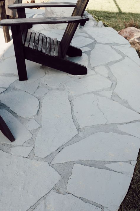 Painted Flagstone Patio, Painting Flagstone, Concrete Paint Patio, Patio Paint Colors, Painting Concrete Patio, Painted Concrete Patio, Painted Cement Patio, Paint Transformation, Master Patio