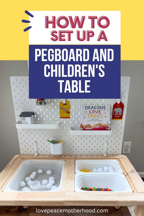 Are you looking for some inspiration for the Ikea Flisat sensory table? I wanted to add additional items for learning and play when using our sensory table. Check out the IKEA Flisat Table Hack detailed below. Stay tuned, I'm excited to share all the ways we use this table and pegboard for learning and activities. Flisat Craft Table, Diy Ikea Flisat Table, Ikea Flisat Table Makeover, Sensory Table Set Up, Ikea Sensory Bin, Ikea Sensory Table Hack, Ikea Flisat Table Hack, Toddler Table Activities, Trofast Sensory Table