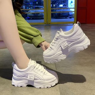 FRAISO Platform Sneakers | YesStyle Elegant Shoes Heels, Korean Shoes, Women Platform Shoes, Dad Shoes, Rubber Shoes, Shoe Insoles, College Fashion, Lace Up Heels, Platform Sneakers