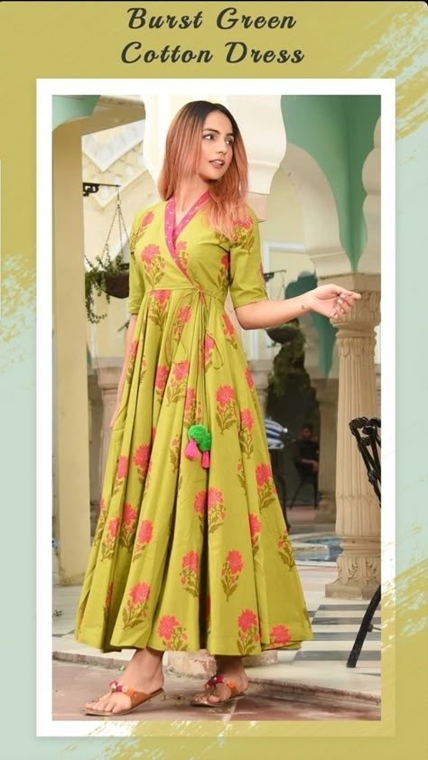 Chiptivali Kurti, Angarkha Frock, Printed Suit Designs Indian Style Latest, Anarkali Kurta Designs, Angarkha Kurti Pattern, Angrakha Style Frock, Angrakha Style Kurti, Angrakha Style Anarkali, Anarkali Dress Pattern