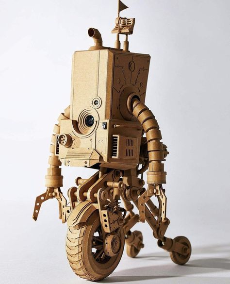 Cardboard Sculptures, Cardboard Model, Robot Sculpture, David And Goliath, Cardboard Sculpture, Retro Robot, Cardboard Art, Cardboard Paper, Robots Concept