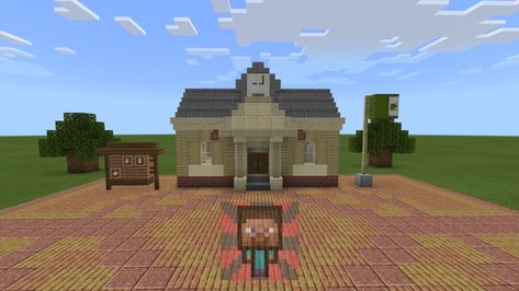 Animal Crossing Town Hall, Acnh Town Hall, Animal Crossing Minecraft, Minecraft Town Hall, Animal Crossing Town, Bug Images, Easy Minecraft Houses, Minecraft City, Minecraft Tutorial