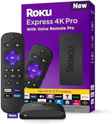 Roku Express 4K Pro with Voice Remote Pro - Roku Streaming Device 4K/HDR, Rechargeable Roku Remote, Hands-Free Controls, Lost Remote Finder, Free & Live TV - Amazon Exclusive Check more at https://tahanot.com/product/roku-express-4k-pro-with-voice-remote-pro-roku-streaming-device-4k-hdr-rechargeable-roku-remote-hands-free-controls-lost-remote-finder-free-live-tv-amazon-exclusive/ Roku Remote, Hdr Pictures, Start Streaming, 4k Hdr, Theater Room, Smart Thermostats, Tv Channels, Streaming Tv, Voice Control