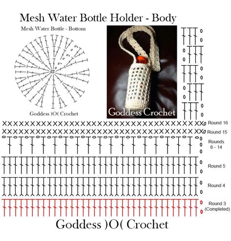 Water Bottle Holder Pattern, Water Bottle Holder Crochet, Crochet Stitches Symbols, Crochet Jar Covers, Crochet Water Bottle Holder, Mode Crochet, Water Bottle Holder, Crochet Handbags Patterns, Crochet Stitches For Beginners