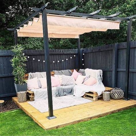 The benefits of installing PVC wall panels over tiles Instead Of But, Cheap Gazebo, Diy Gazebo, Gazebo Ideas, Backyard Seating Area, Backyard Seating, Back Garden Design, Small Backyard Gardens, Backyard Remodel