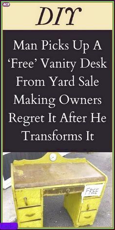 #Man picks up a ‘free’ vanity #desk from yard #sale making #owners regret it after he #transforms it Art Deco Vanity, Painting Concrete Porch, Leftover Paint, Concrete Porch, Paint Remover, Vanity Desk, Painting Concrete, People Living, Furniture Restoration