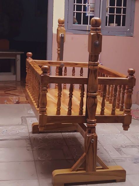 Baby Jula, Baby Jhula, Baby Cradle Plans, Swing In Living Room, Wooden Baby Cot, Cradle Woodworking Plans, Wooden Temple For Home, Wooden Cradle, Box Bed Design