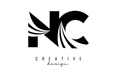 Creative black letters NC n c logo with leading lines and road concept design. Letters with geometric design. Nc Logo, Leading Lines, Handmade Logo, N C, Really Cool Drawings, Design Letters, Abstract Logo, C Logo, Bags Logo