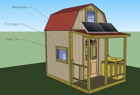 School Bus Shelter, Tiny Cabin Floor Plans, Off Grid Cabin Plans, Pallet House Plans, Off Grid Ideas, Porch Supports, Micro Cabin, Loft Flooring, Arched Cabin