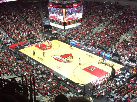 KFC Yum Center,  University of Louisville basketball. Louisville KY Louisville Basketball, Dream Collage, Basketball Camp, University Of Louisville, Basketball Goals, Dream College, Dream School, Basketball Uniforms, Louisville Cardinals