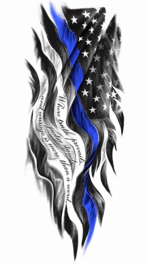 Blue Line Tattoo, Law Enforcement Tattoos, Tattoo Full Sleeve, Police Tattoo, See Tattoo, Patriotic Tattoos, American Flag Art, American Flag Wallpaper, Patriotic Art