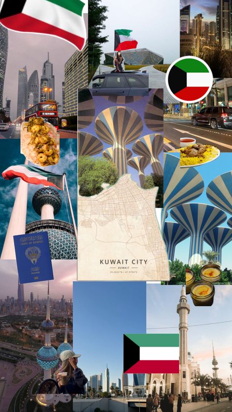 #collage #aesthetic #country #travel #viralpost #Kuwait #KuwaitiFood #culture #VanillaCustard Kuwait Culture, Kuwait Aesthetic, Kuwait Travel, Kuwait Flag, Islamic Music, Aesthetic Country, Kuwait City, Dream Places, Travel Souvenirs