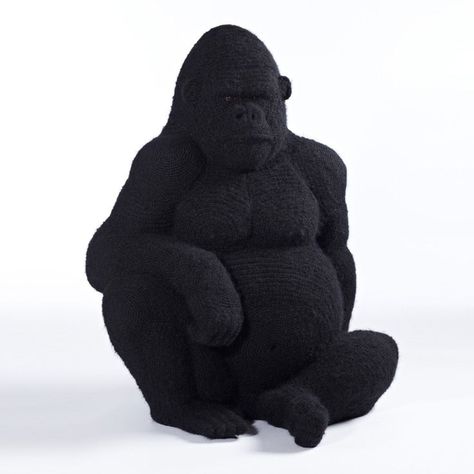 Shauna Richardson Crocheted a Life-Sized Gorilla 🦍 #art #crochet #crochetdermy #art #fauxidermy Crochet Taxidermy, Crochet Monkey Pattern, Fancy Crochet, Control Tower, Crochet Monkey, Crochet Leg Warmers, Monkey Pattern, Crochet Lion, Halloween Crochet