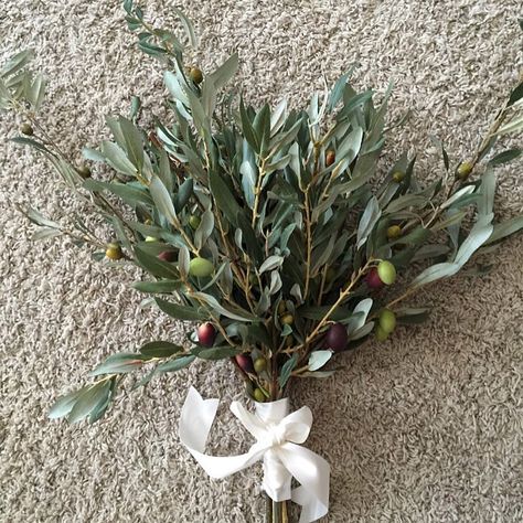 olive branch bouquet Olive Tree Bouquet, Olive Branch Bouquet, Olive Bouquet, Olive Branch Wedding, Mediterranean Wedding, November Wedding, Olive Leaf, Organic Wedding, Wedding Leaves