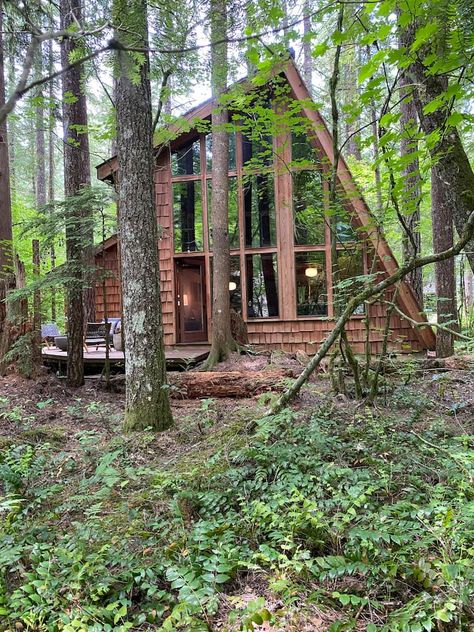 Klaus Haus-A cozy, modern retreat - Cabins for Rent in Rhododendron, Oregon, United States - Airbnb Oregon Cabin, Rhododendron Oregon, Open Concept Main Floor, Floor Wood, Cell Phone Service, Small Deck, Floor To Ceiling, Indoor Fireplace, Floor To Ceiling Windows