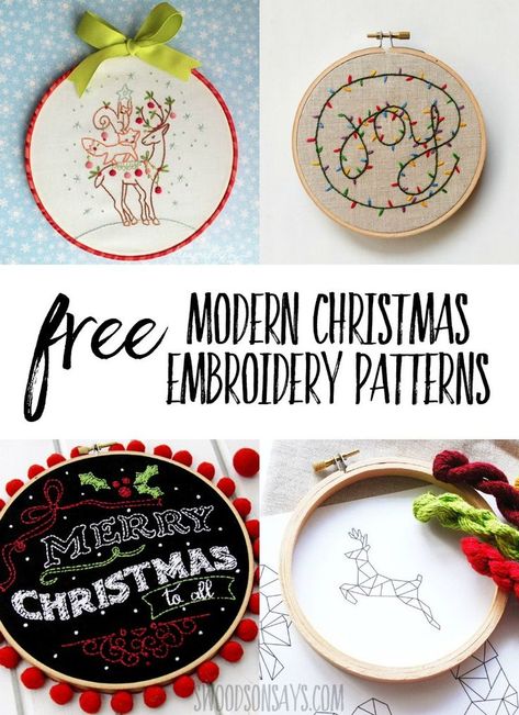 Free Christmas hand embroidery patterns for stitching! These Christmas embroidery designs are free to download and fun to stitch as gifts or wall decor. #embroidery #handembroidery #christmas #christmascrafts Christmas Hand Embroidery Patterns, Christmas Hand Embroidery, Hand Embroidery Patterns Free, Christmas Embroidery Patterns, Christmas Embroidery Designs, Embroidery Transfers, Embroidery Patterns Vintage, Paper Embroidery, Learn Embroidery