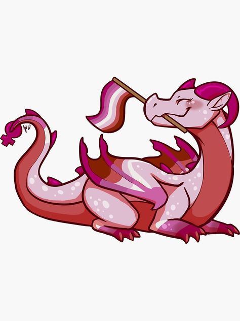 "Lesbian Pride Flag Dragon (1st Edition)" Sticker by kmp0511 | Redbubble Pride Dragons, Pride Animals, Illustration Motivation, Halloween Costumes Women Creative, Poison Ivy Dc Comics, Lesbian Humor, Lesbian Pride Flag, Lgbtq Funny, Lgbtq Flags