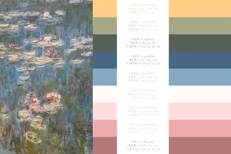 Project Artiste: What if I created Monet’s Brand Claude Monet Color Palette, Monet Color Palette, Authentic Branding, Monet Inspired, Outdoor Paint, Water Lilies, Photography Branding, Famous Artists, Source Of Inspiration