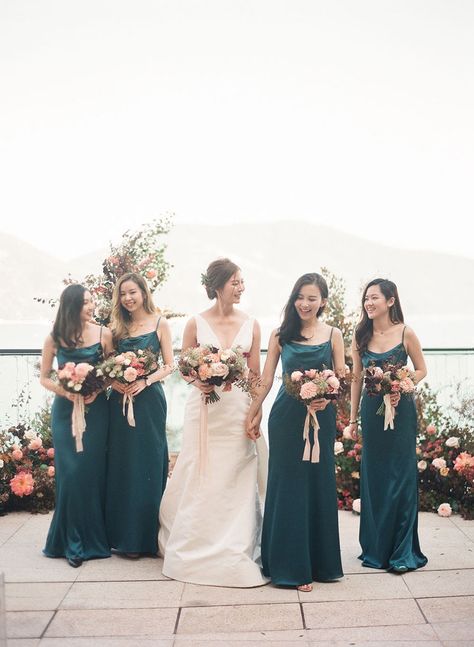 Wedding Expensive, Teal Wedding Theme, Dark Teal Weddings, Blush Wedding Theme, Teal Wedding Colors, Teal Bridesmaid, Hong Kong Wedding, Teal Bridesmaid Dresses, American Club