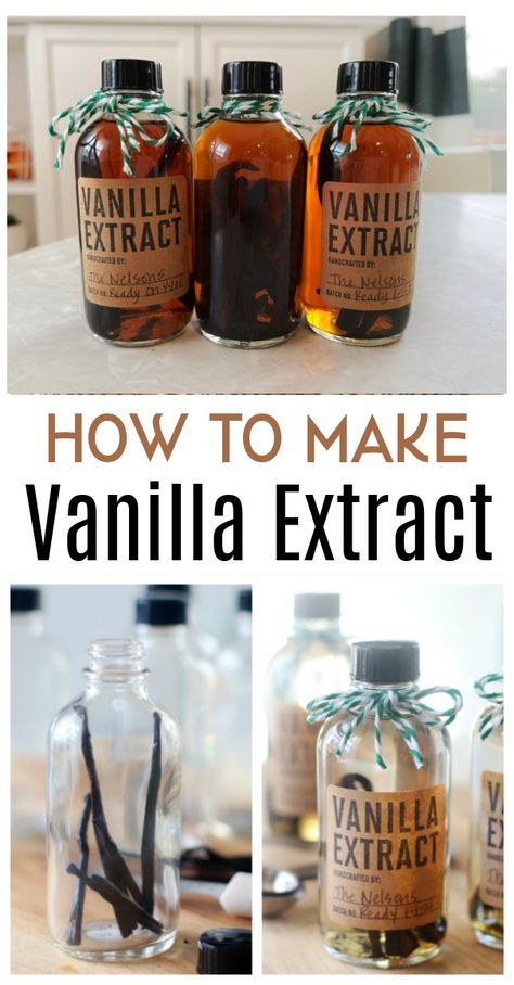 Make your own pure vanilla extract with 2 simple ingredients: vanilla beans and vodka. Simple to make and makes a great gift.  Give a bottle of homemade vanilla extract with a favorite cookie recipe card! Make Your Own Vanilla, Make Vanilla Extract, Vanilla Extract Recipe, Homemade Vanilla Extract, Favorite Cookie Recipe, Vanilla Beans, Vegan Kitchen, Homemade Vanilla, Easy Beef