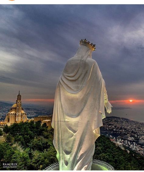 Harissa Lebanon‭ Saint Charbel, St Charbel, Virgin Mary Statue, Mary Statue, Torn Jeans, Margaret Thatcher, Christ The King, Beirut Lebanon, History Fashion