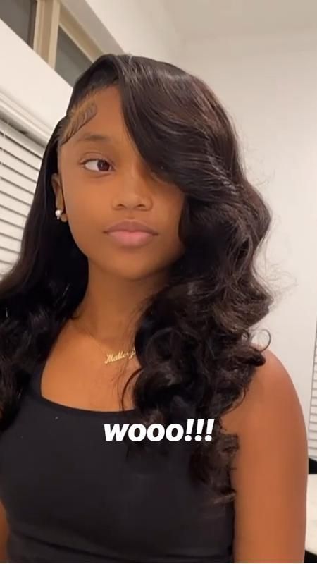 Sew In Hairstyles With Leave Out Curls, Leave Out Sew In Weave Side Part Curly, Sew Ins With Leave Out Hair, Leave Out Sew In Weave Side Part, Side Part Hairstyles For Black Women, Side Part Sew In, Side Curls Hairstyles, Black Girls Hairstyles Weave, Sweet 16 Hairstyles