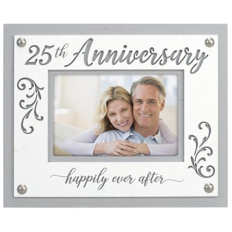 Winston Porter Trantham 25th Anniversary Picture Frame | Wayfair 25 Year Wedding Anniversary, Wedding Anniversary Photo Frame, Anniversary Picture Frame, Anniversary Photo Frame, Wedding Anniversary Pictures, Clip Picture Frame, Happy 25th Anniversary, Picture Frame Gallery, Wedding Anniversary Photos