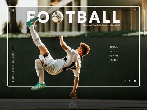 Football Landing Page by Anthony Chev' on Dribbble Best Web Design Inspiration, Web Sport, Web Design Layout, Marketing Websites, Flat Web Design, Flat Web, Landing Page Inspiration, Sports Design Ideas, Sports Website